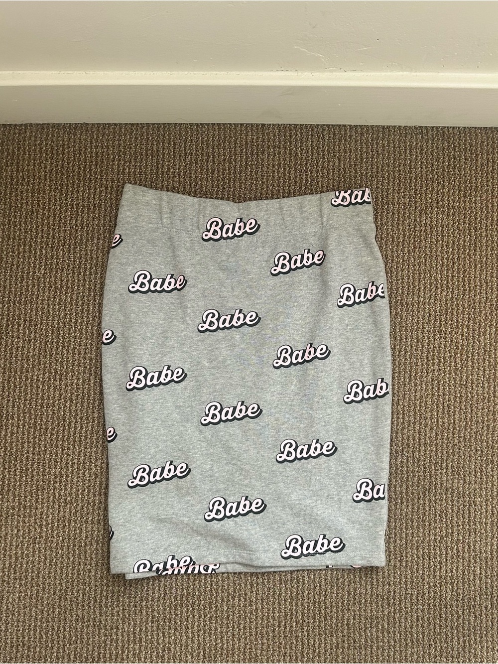 Forever 21 Grey 'Babe' Logo Pencil Skirt